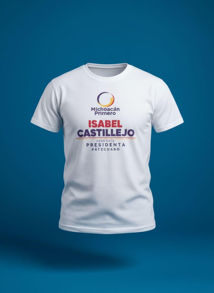 Playera blanca para campaña política y publicitaria