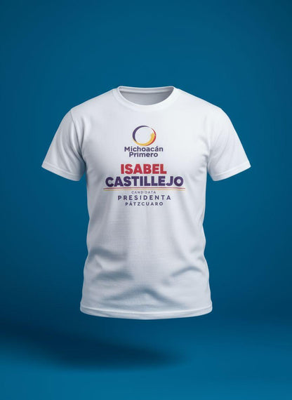 Playera blanca para campaña política y publicitaria