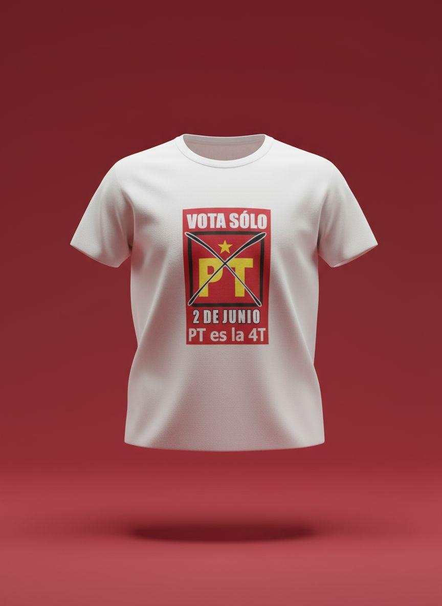 Playera blanca para campaña política y publicitaria