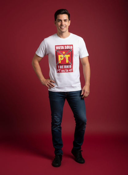 Playera blanca para campaña política y publicitaria