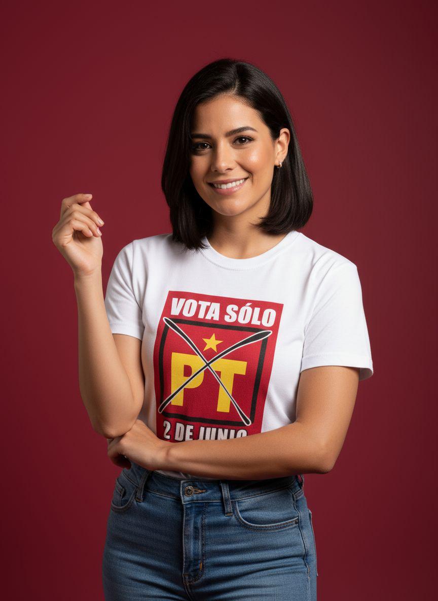 Playera blanca para campaña política y publicitaria