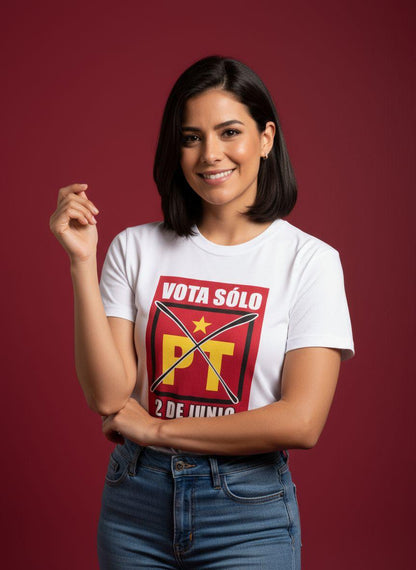 Playera blanca para campaña política y publicitaria
