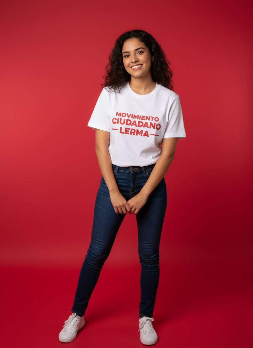 Playera blanca para campaña política y publicitaria