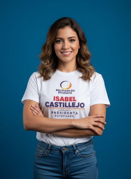 Playera blanca para campaña política y publicitaria