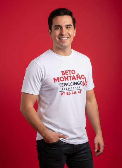 Playera blanca para campaña política y publicitaria